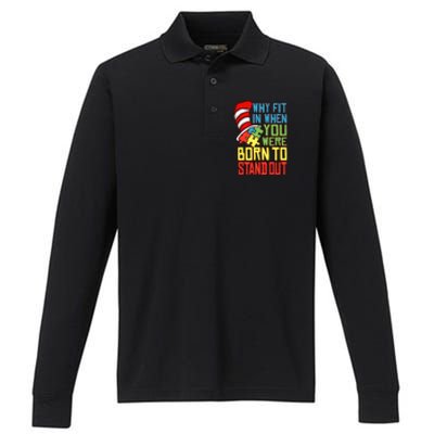 Autism Autist Why Fit In When You Were Born to Stand Out Performance Long Sleeve Polo