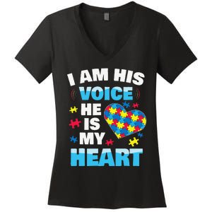 Autism Awarenesss Women Aspergers Mom Women's V-Neck T-Shirt