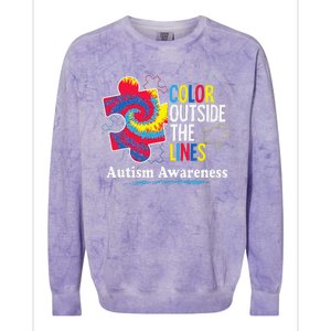 Autism Awarenesss Women Aspergers Puzzle Piece Colorblast Crewneck Sweatshirt