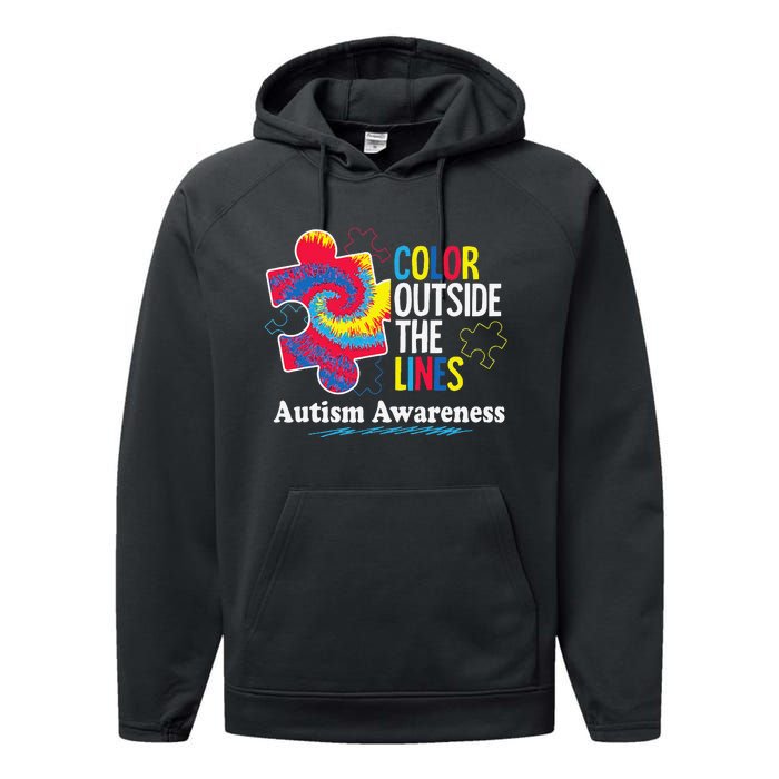 Autism Awarenesss Women Aspergers Puzzle Piece Performance Fleece Hoodie