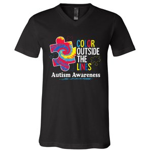 Autism Awarenesss Women Aspergers Puzzle Piece V-Neck T-Shirt