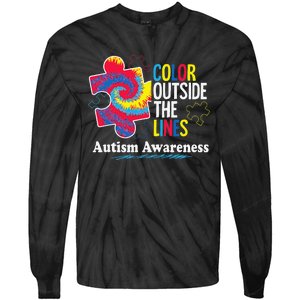 Autism Awarenesss Women Aspergers Puzzle Piece Tie-Dye Long Sleeve Shirt