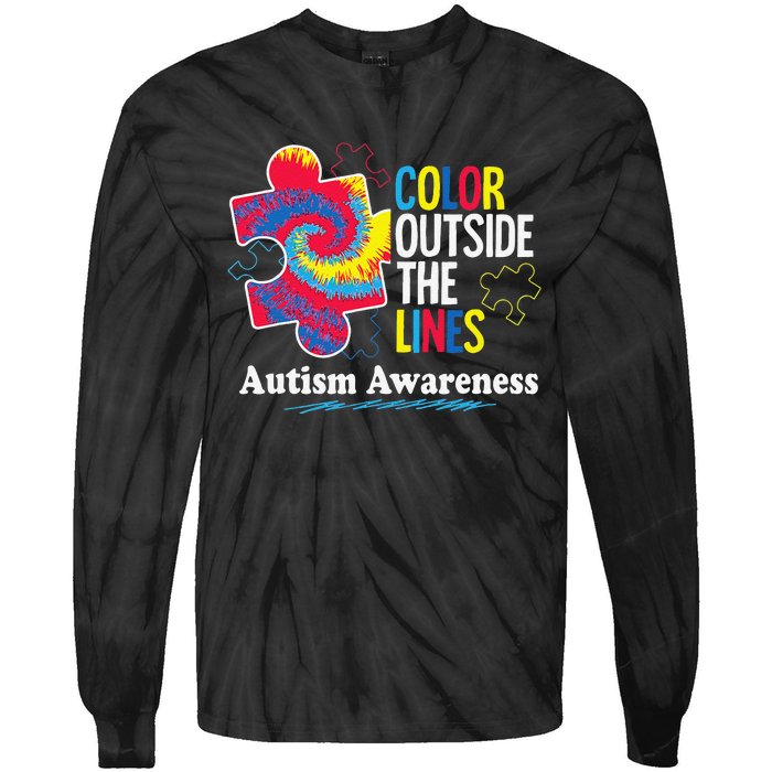 Autism Awarenesss Women Aspergers Puzzle Piece Tie-Dye Long Sleeve Shirt