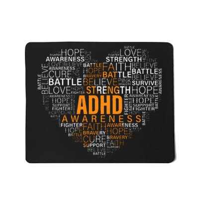 ADHD awareness words cloud heart support proud ADHD warrior Mousepad