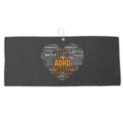 ADHD awareness words cloud heart support proud ADHD warrior Large Microfiber Waffle Golf Towel