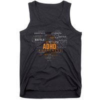 ADHD awareness words cloud heart support proud ADHD warrior Tank Top