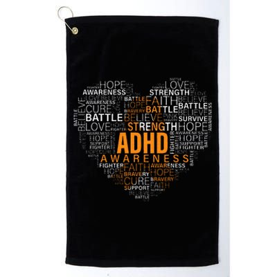 ADHD awareness words cloud heart support proud ADHD warrior Platinum Collection Golf Towel