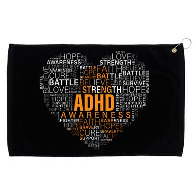 ADHD awareness words cloud heart support proud ADHD warrior Grommeted Golf Towel