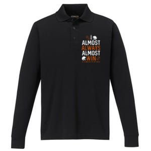 Almost Always Win At Fantasy Football Funny FFL Performance Long Sleeve Polo