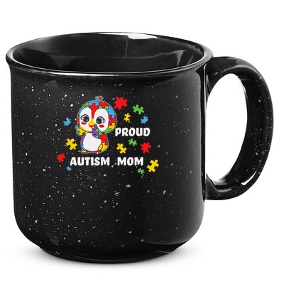 Autism Awareness Women - Proud Autism Mom Penguin Puzzle 15oz Campfire Ceramic Mug