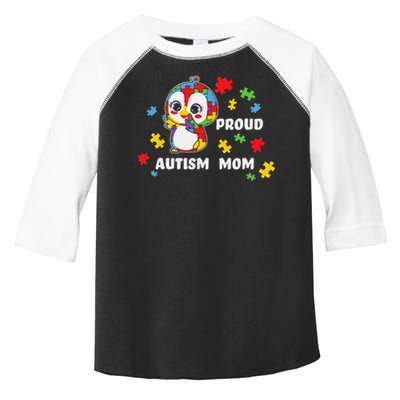Autism Awareness Women - Proud Autism Mom Penguin Puzzle Toddler Fine Jersey T-Shirt