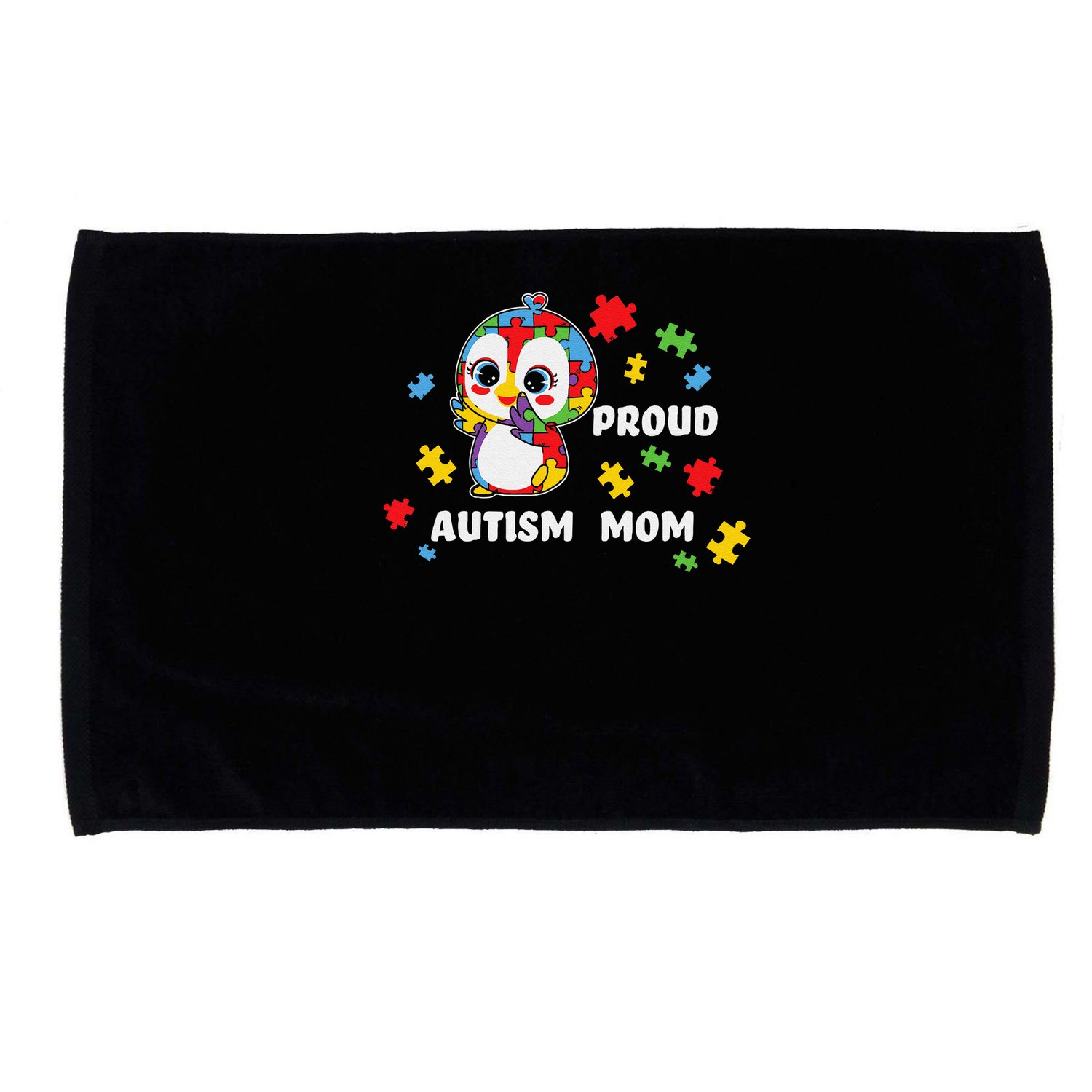 Autism Awareness Women - Proud Autism Mom Penguin Puzzle Microfiber Hand Towel