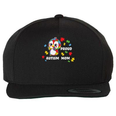 Autism Awareness Women - Proud Autism Mom Penguin Puzzle Wool Snapback Cap
