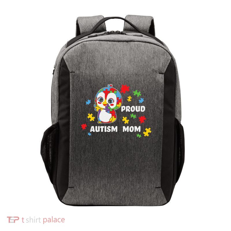 Autism Awareness Women - Proud Autism Mom Penguin Puzzle Vector Backpack