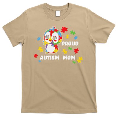 Autism Awareness Women - Proud Autism Mom Penguin Puzzle T-Shirt
