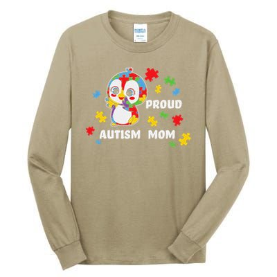 Autism Awareness Women - Proud Autism Mom Penguin Puzzle Tall Long Sleeve T-Shirt