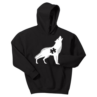 Autism Awareness Wolf With Puzzle Kids Hoodie