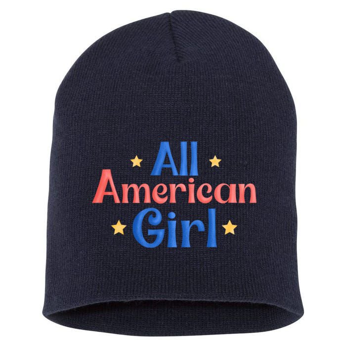 All American, Women American Flag 4th Of July Patriotic Short Acrylic Beanie