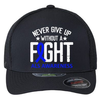 ALS Awareness Without a Fight Disease Blue Ribbon Survivor Flexfit Unipanel Trucker Cap