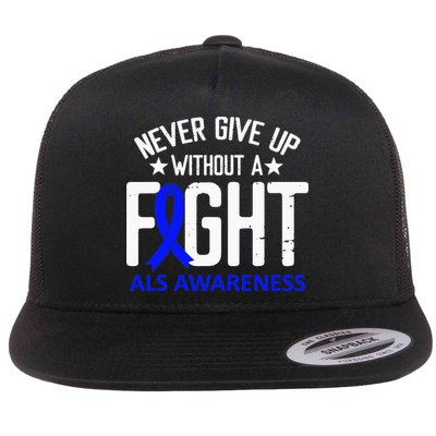 ALS Awareness Without a Fight Disease Blue Ribbon Survivor Flatbill Hat