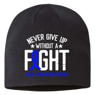 ALS Awareness Without a Fight Disease Blue Ribbon Survivor Sustainable Beanie