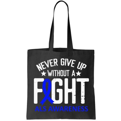 ALS Awareness Without a Fight Disease Blue Ribbon Survivor Bag