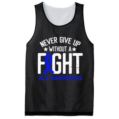 ALS Awareness Without a Fight Disease Blue Ribbon Survivor Mesh Reversible Basketball Jersey Tank