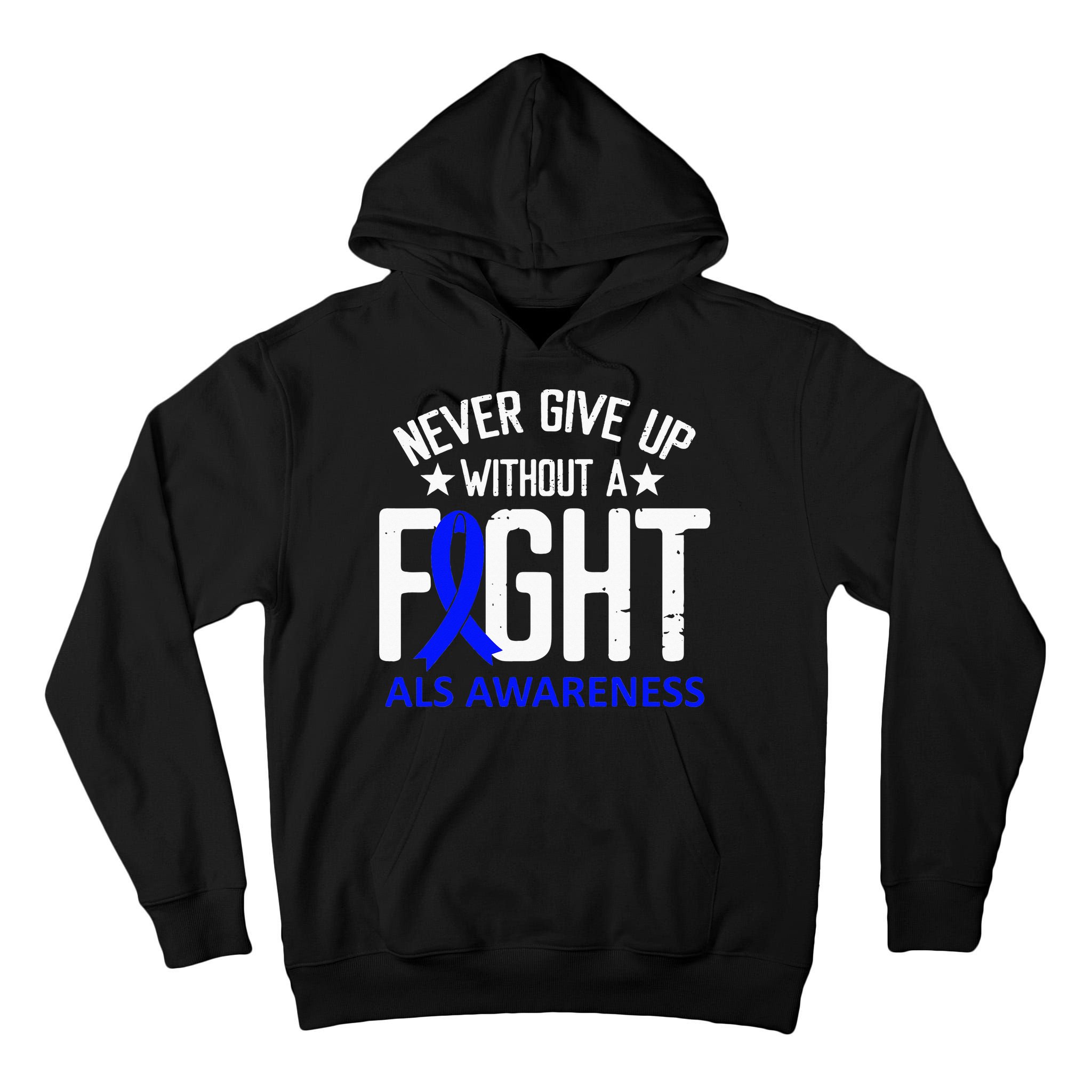 ALS Awareness Without a Fight Disease Blue Ribbon Survivor Tall Hoodie