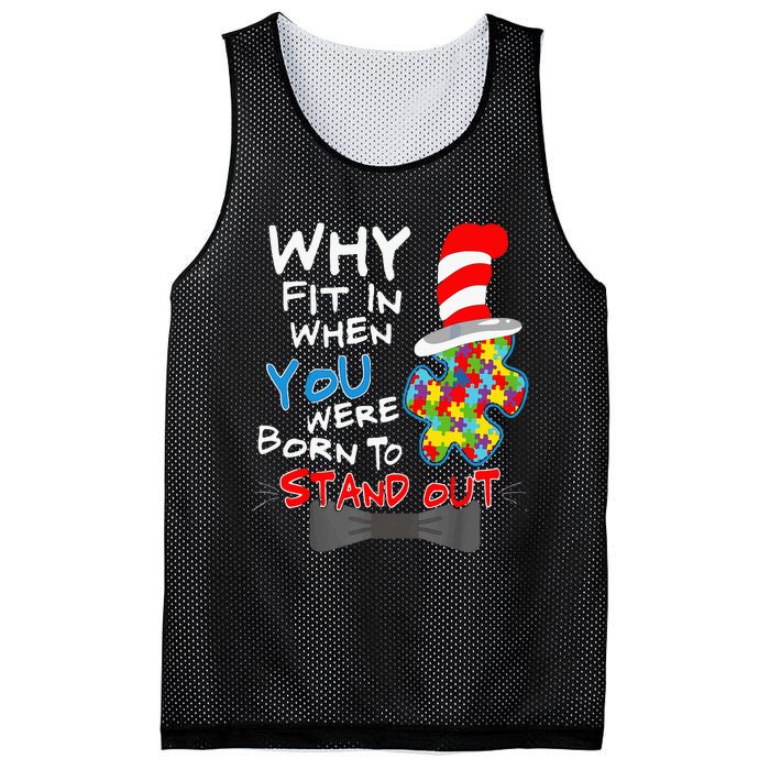 Autism Awareness Why Fit In Doctor Teacher Cat Mesh Reversible Basketball Jersey Tank