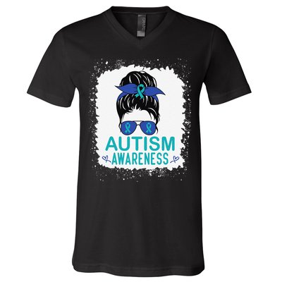 Autism Awareness Women Be Kind Autism V-Neck T-Shirt
