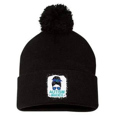 Autism Awareness Women Be Kind Autism Pom Pom 12in Knit Beanie