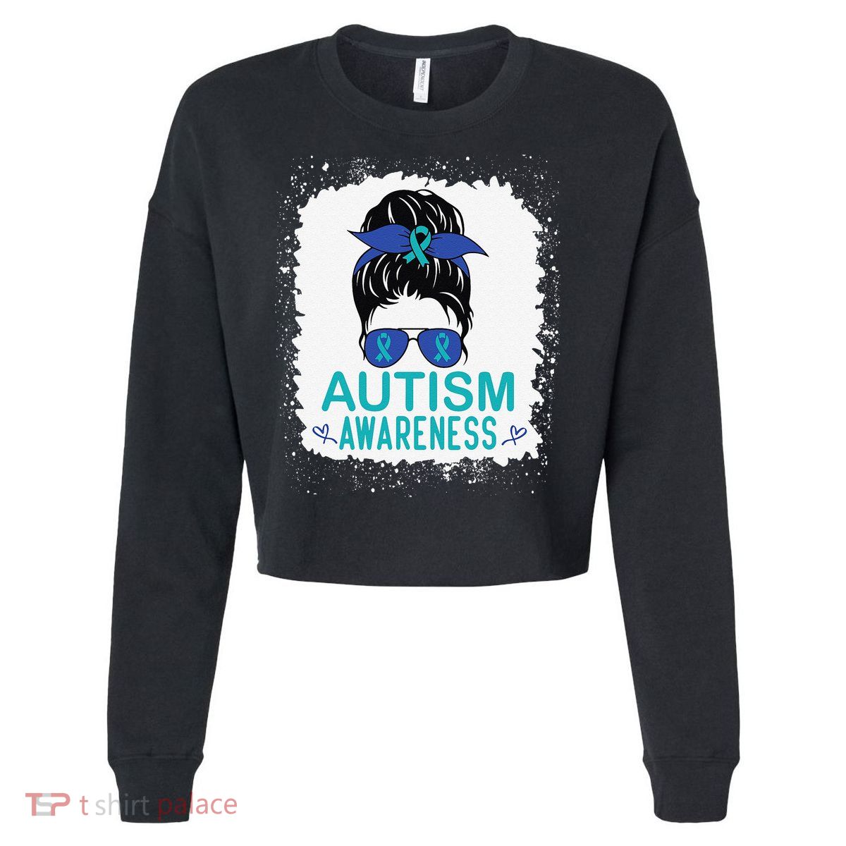 Autism Awareness Women Be Kind Autism Cropped Pullover Crew