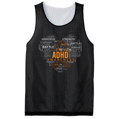 ADHD awareness words cloud heart support proud ADHD warrior Mesh Reversible Basketball Jersey Tank