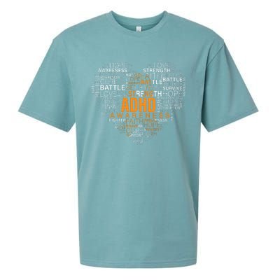 ADHD awareness words cloud heart support proud ADHD warrior Sueded Cloud Jersey T-Shirt