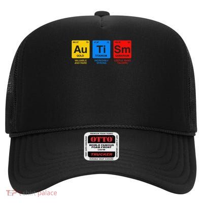 Autism Awareness Women Mom Elements Periodic Table High Crown Mesh Back Trucker Hat