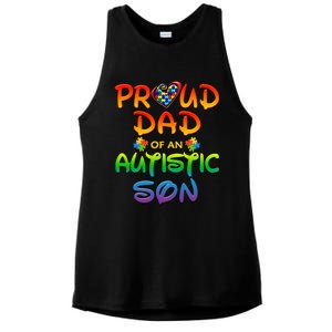 Autism Awareness Wear Proud Dad Of Son Gift Ladies PosiCharge Tri-Blend Wicking Tank