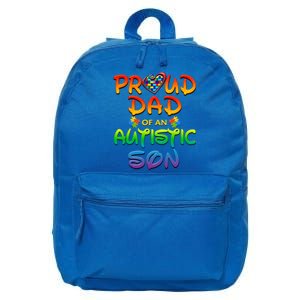 Autism Awareness Wear Proud Dad Of Son Gift 16 in Basic Backpack