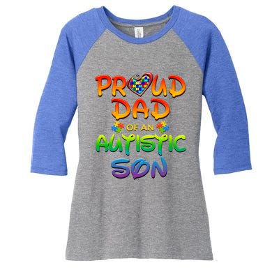 Autism Awareness Wear Proud Dad Of Son Gift Women's Tri-Blend 3/4-Sleeve Raglan Shirt