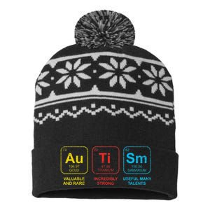 Autism Awareness Women Men Elements Periodic Table ASD USA-Made Snowflake Beanie