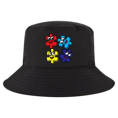Autism Awareness With Smiling Puzzles Cool Comfort Performance Bucket Hat