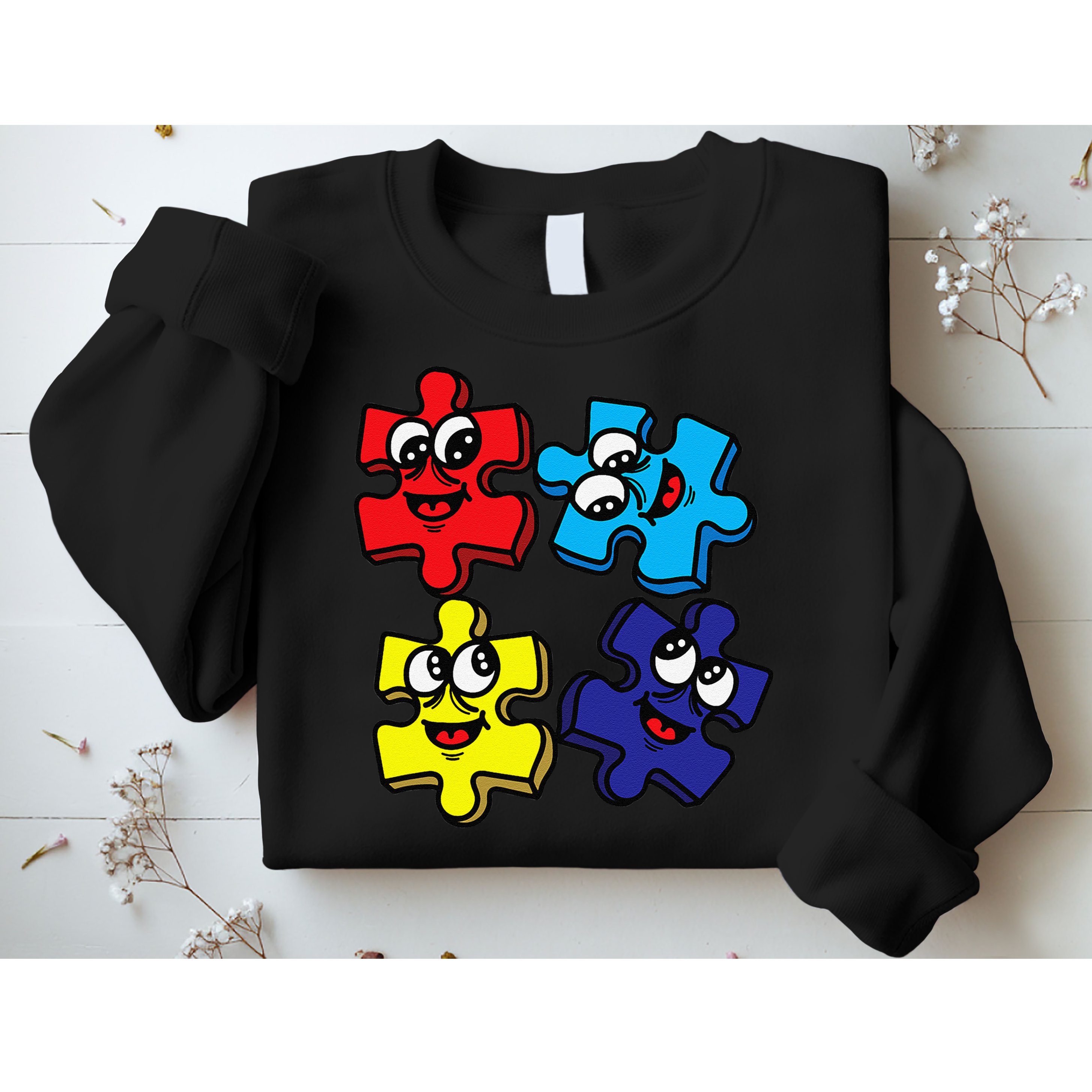 Autism Awareness With Smiling Puzzles Sweatshirt