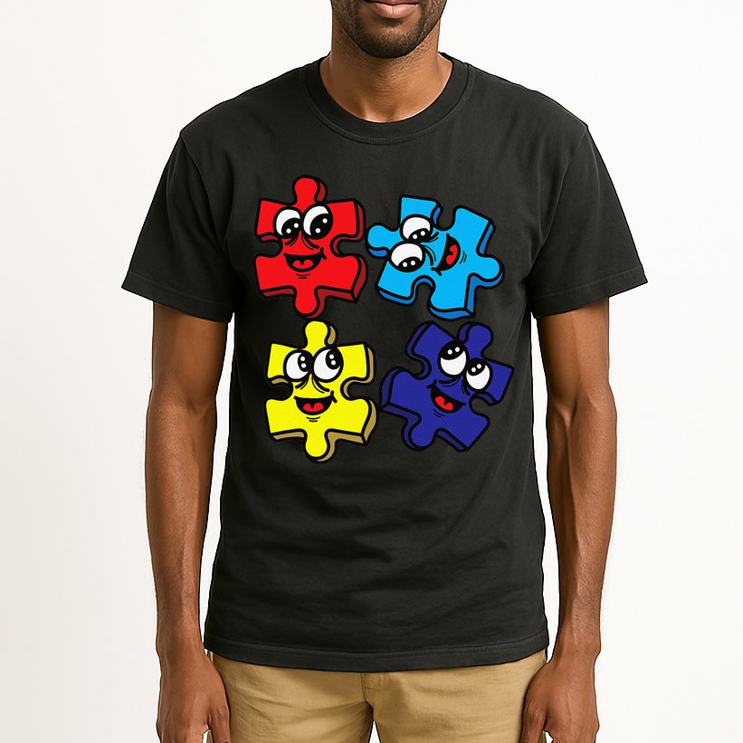 Autism Awareness With Smiling Puzzles Tall T-Shirt