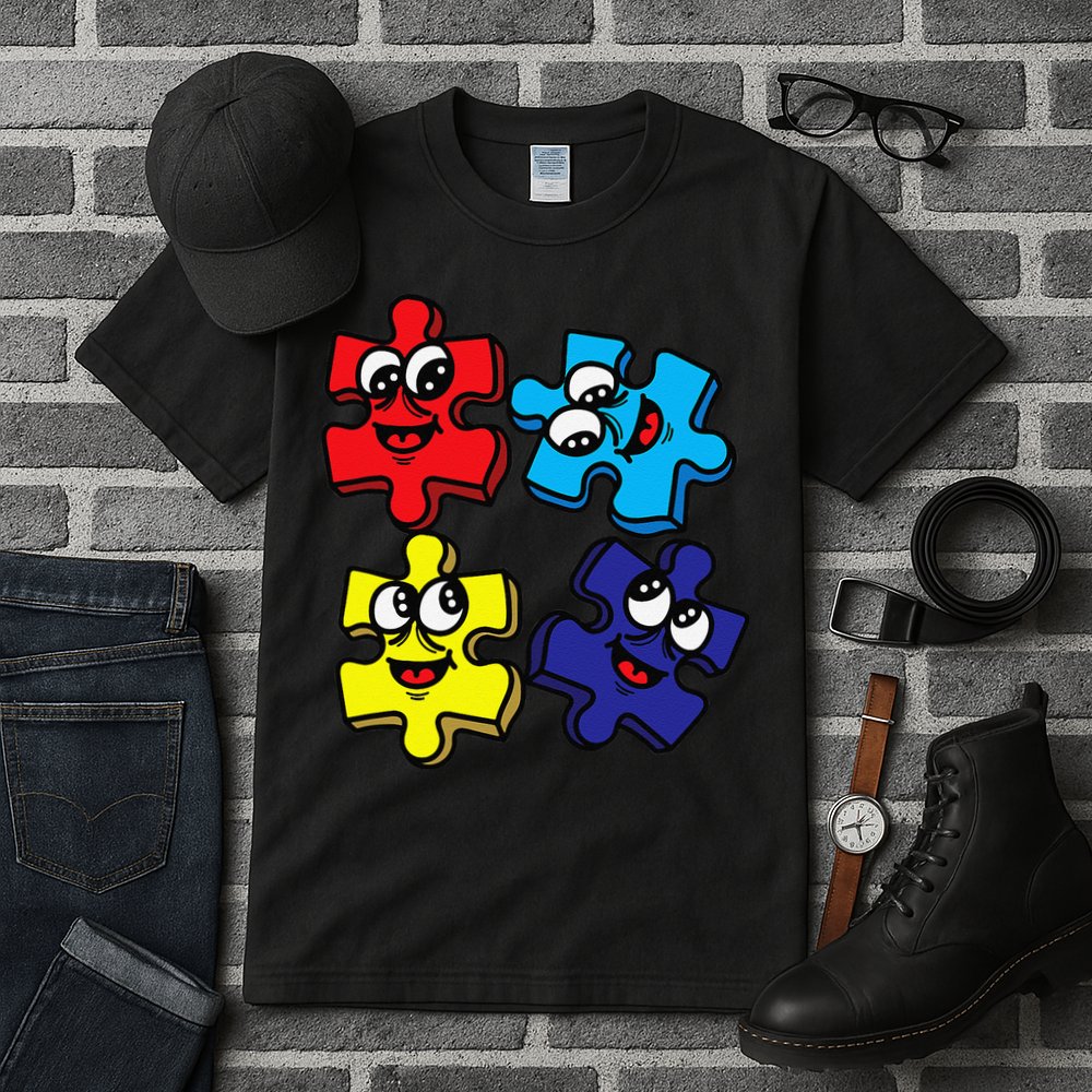Autism Awareness With Smiling Puzzles Tall T-Shirt
