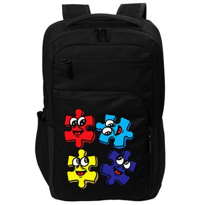 Autism Awareness With Smiling Puzzles Impact Tech Backpack