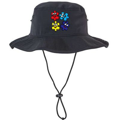 Autism Awareness With Smiling Puzzles Bucket Hat