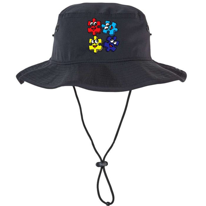 Autism Awareness With Smiling Puzzles Bucket Hat