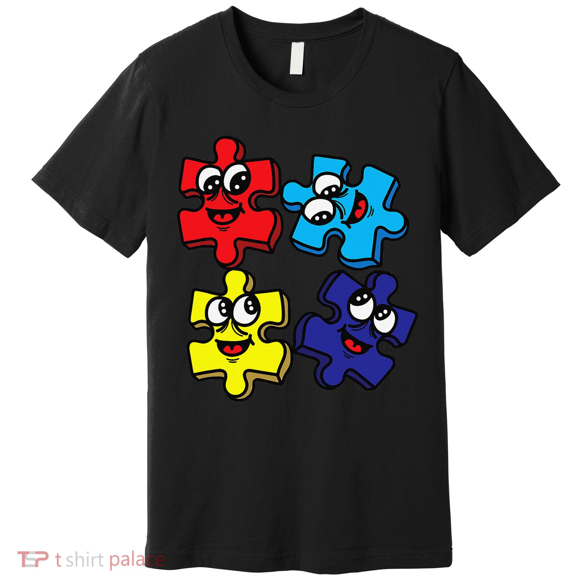 Autism Awareness With Smiling Puzzles Premium T-Shirt