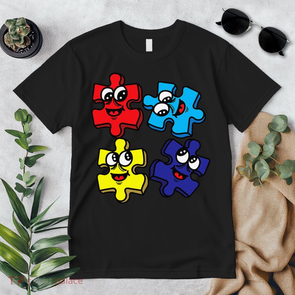 Autism Awareness With Smiling Puzzles Premium T-Shirt