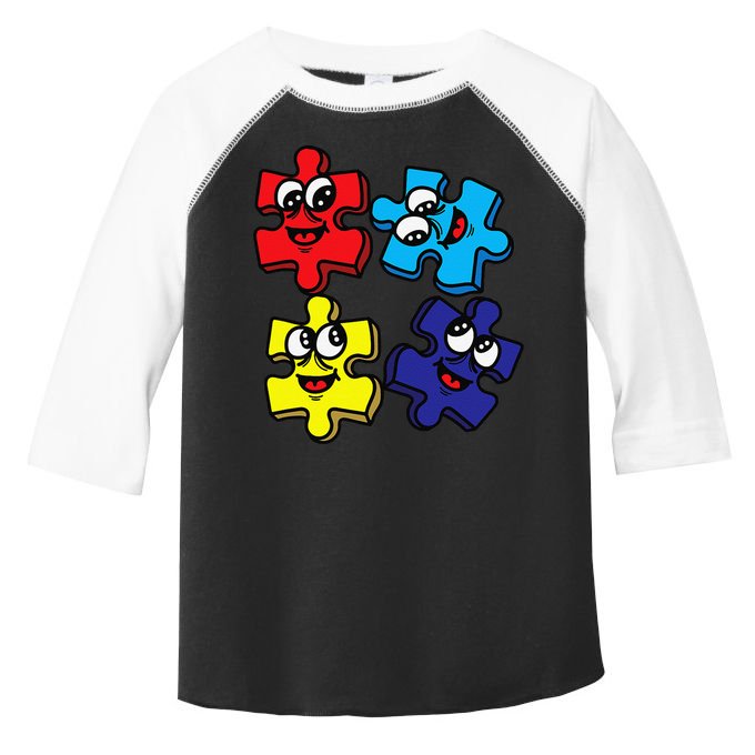 Autism Awareness With Smiling Puzzles Toddler Fine Jersey T-Shirt