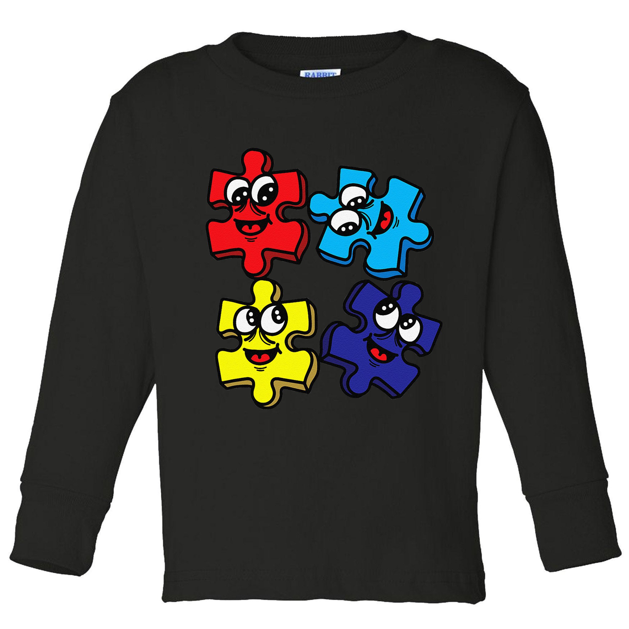 Autism Awareness With Smiling Puzzles Toddler Long Sleeve Shirt